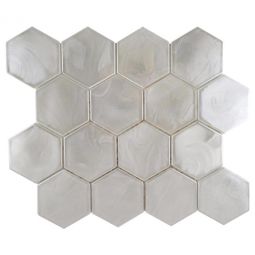 Emser Splash - White 3" Hex Glass Mosaic