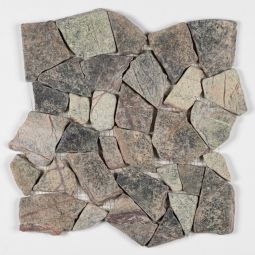 Marble Chip Pebbles - Forest Green Flat Stone 12" x 12" Mosaics