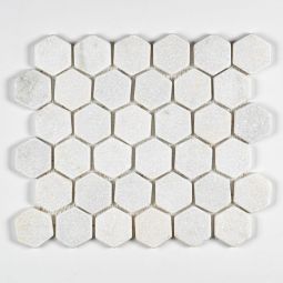 Tumbled Stone 2" Hexagons - Glacier White