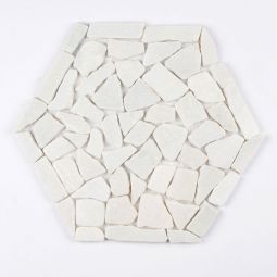 Hexagon Pebbles - Glacier White Pebble Mosaic