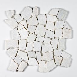 Marble Chip Pebbles - Glacier White Flat Stone 12" x 12" Mosaics