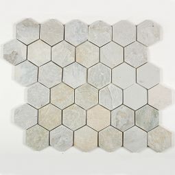 Tumbled Stone 2" Hexagons - Ice Grey