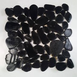 Shaved Pebbles - Pure Black 4" x 12" Interlocking Border