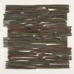 Zebra Cut Pebbles - Black Slate 12" x 12" Mosaics