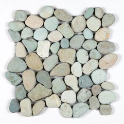 Natural River Pebbles - Taipei Green 12" x 12" Mosaic
