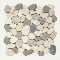 Shaved Pebbles - White & Awan 12" x 12" Mosaics