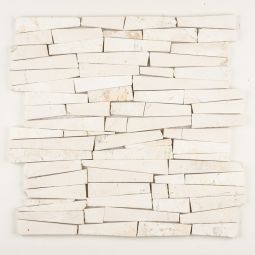 Zebra Cut Pebbles - White Marble 12" x 12" Mosaics