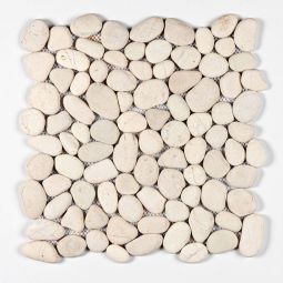 Natural River Pebbles - White Timor 12" x 12" Mosaic